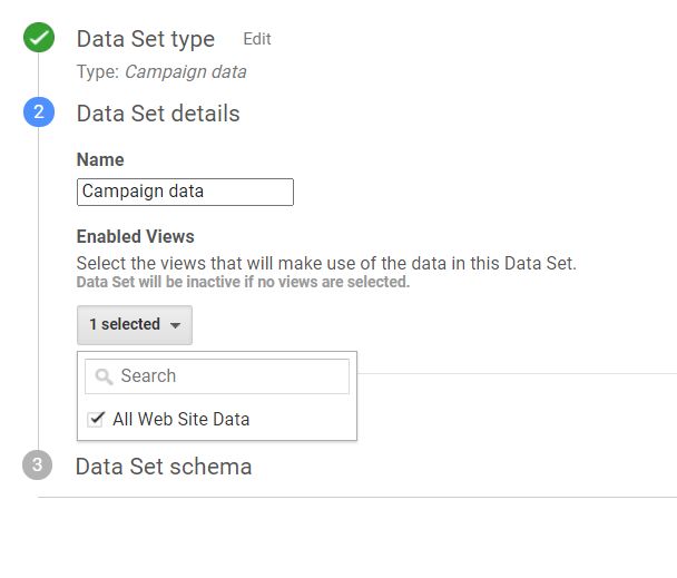 Selecting Data set name and View